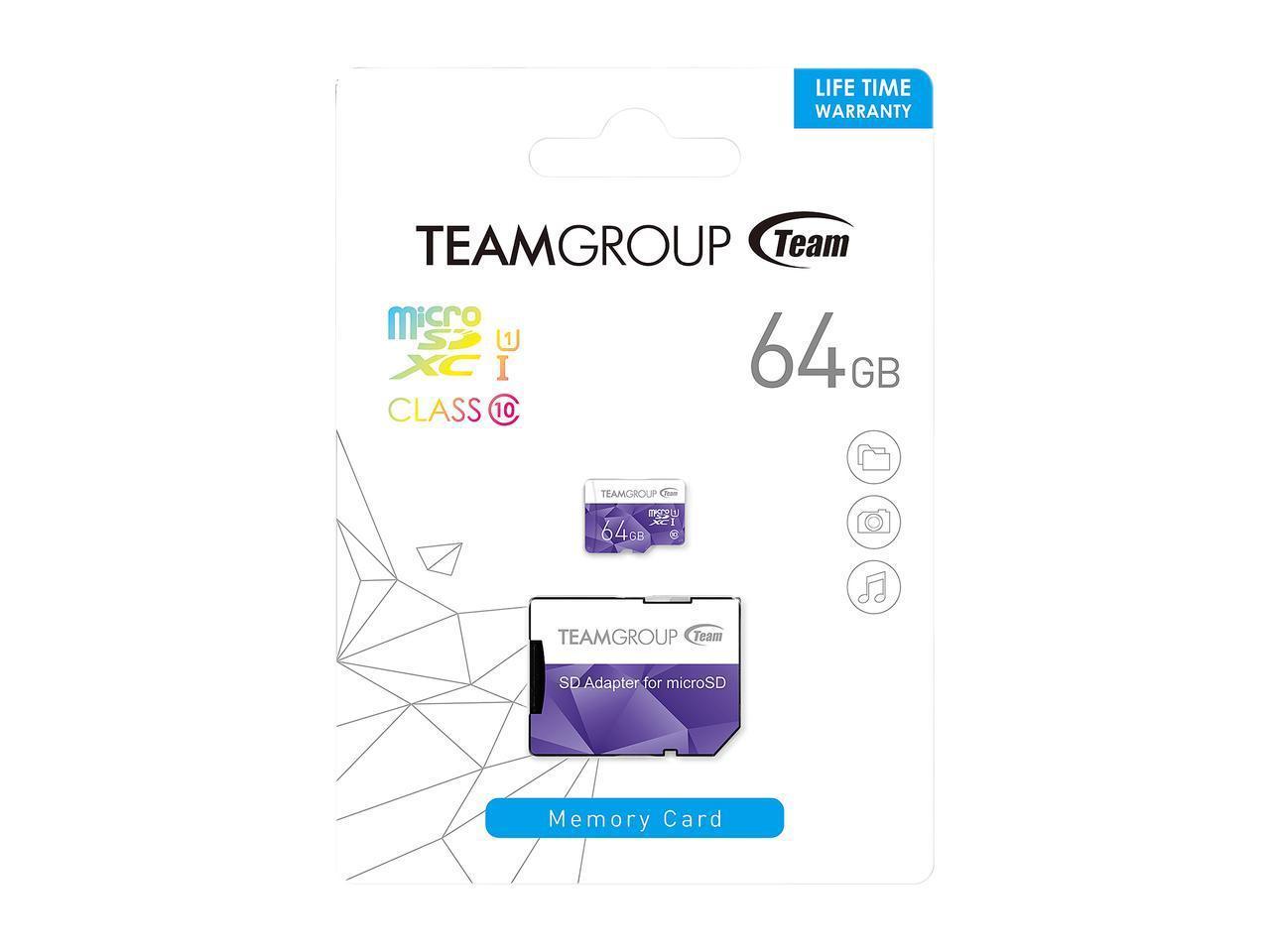 Карта памет Team Group Color microSDXC 64GB, UHS-I Class 10 + SD Адаптер