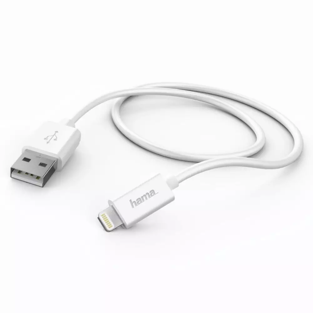 Кабел за зареждане и синхронизация HAMA 178330, USB - Lightning, 0.6 м., Бял, булк опаковка