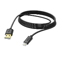 Кабел за зареждане и данни HAMA 173787, USB-A мъжко - Lightning мъжко, 3 м., Черен