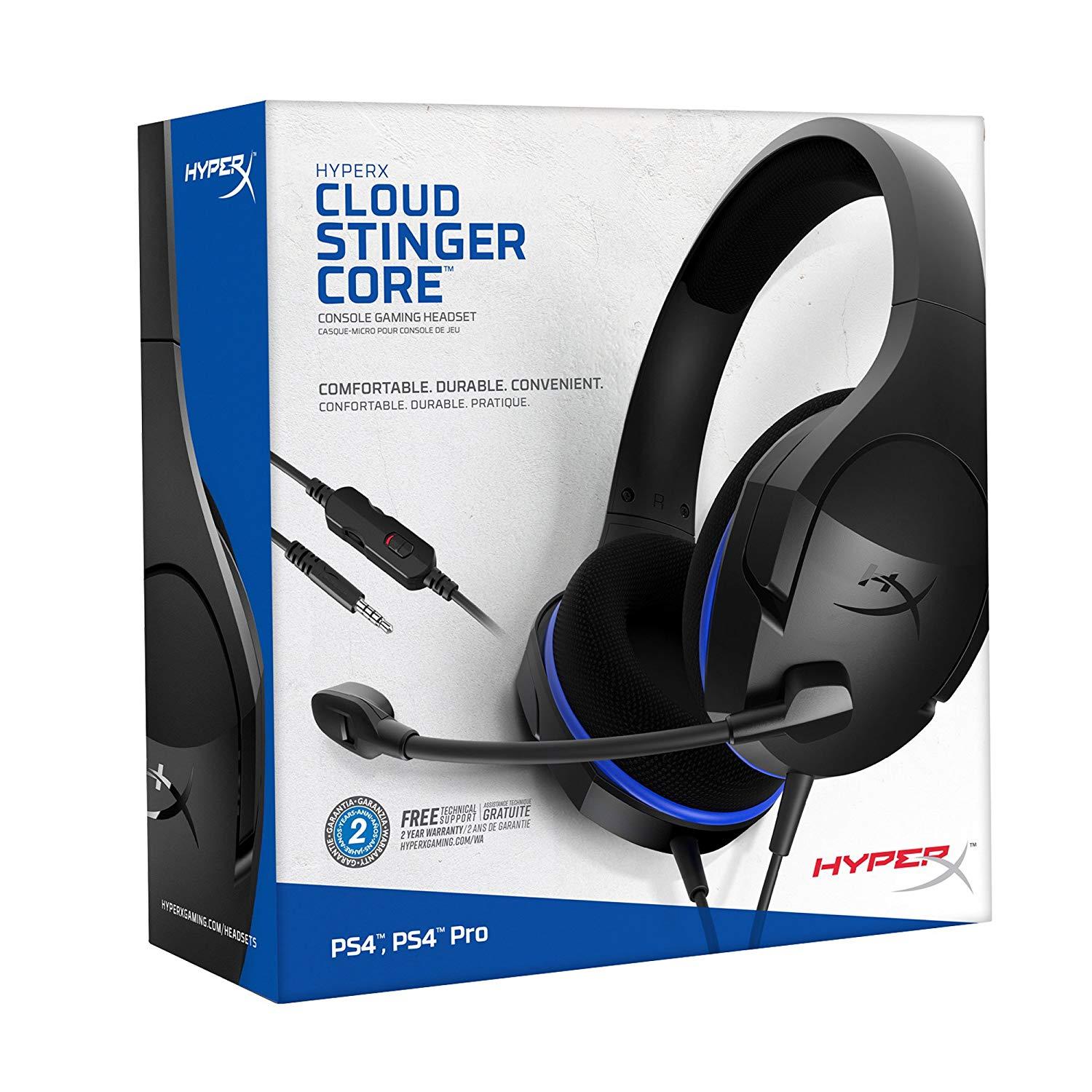 Геймърски слушалки HyperX, Cloud Stinger Core (PS4), Микрофон, Черен/Син
