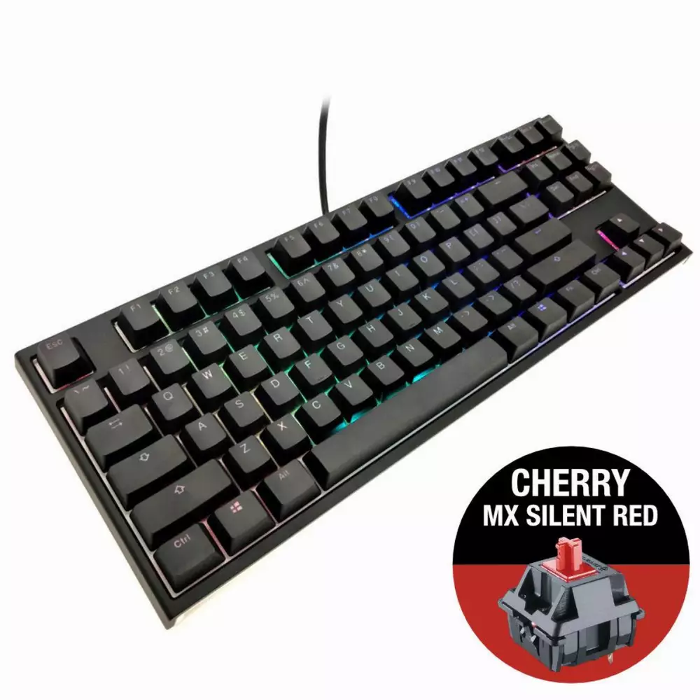 Геймърскa механична клавиатура Ducky One 2 RGB TKL, Cherry MX Silent Red