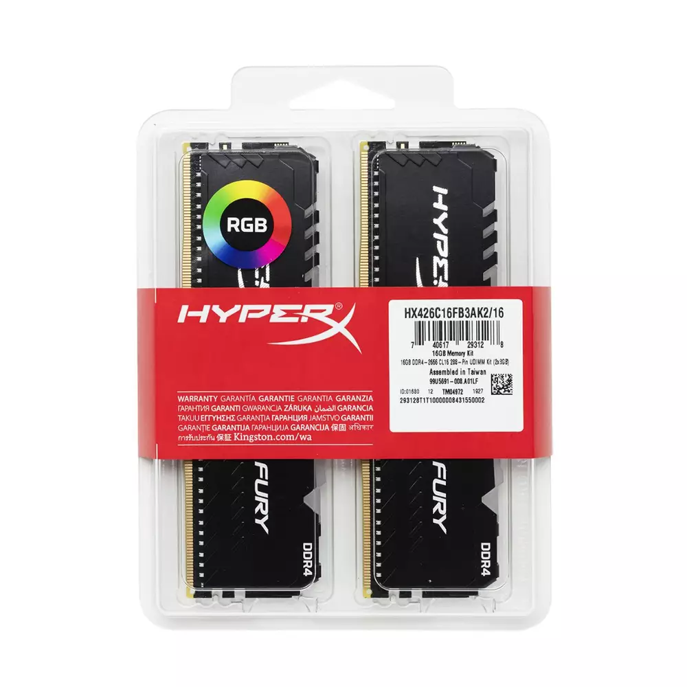 Памет Kingston Hyper X Fury RGB 32GB (2x16GB) DDR4 3200MHz CL16 