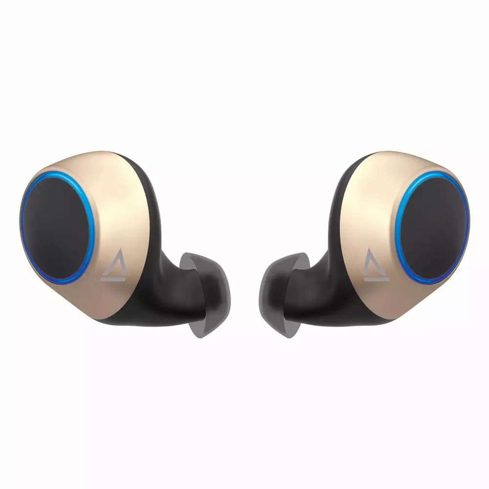 Блутут слушалки-тапи Creative Outlier Gold, с докинг кутийка, Wireless, Златисти