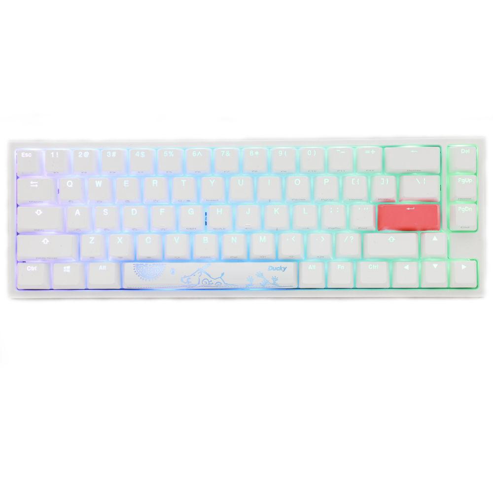 Геймърскa механична клавиатура Ducky One 2 SF White RGB, Cherry MX Silent Red