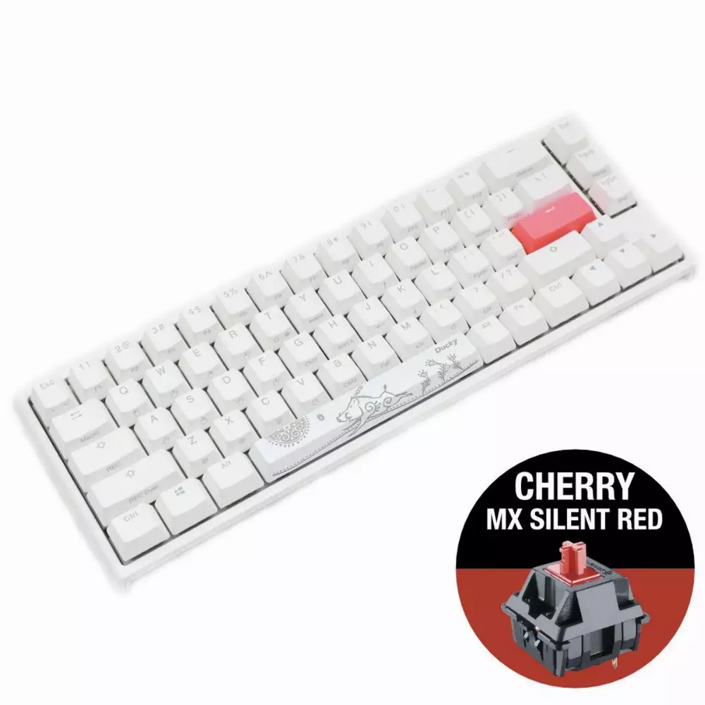 Геймърскa механична клавиатура Ducky One 2 SF White RGB, Cherry MX Silent Red