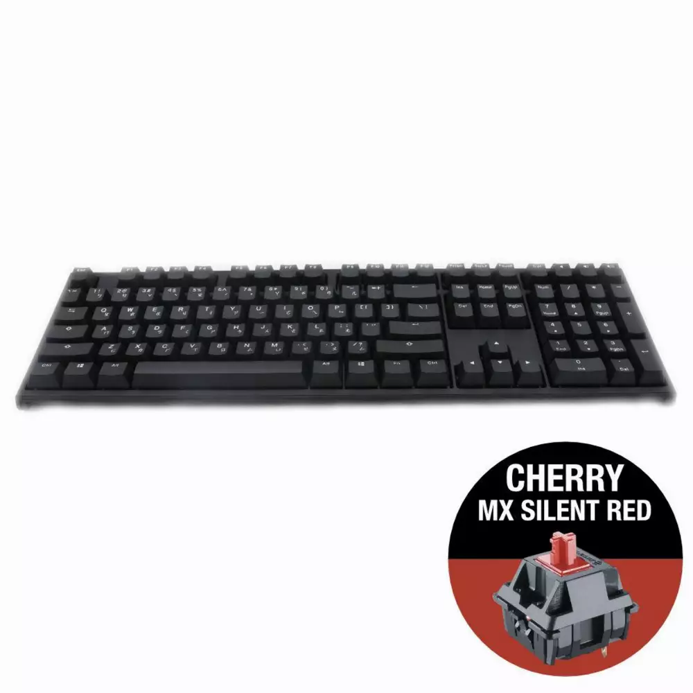 Геймърскa механична клавиатура Ducky One 2 Phantom, Cherry MX Silent Red