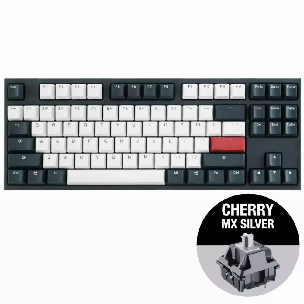 Геймърскa механична клавиатура Ducky One 2 Tuxedo TKL Cherry MX Silver