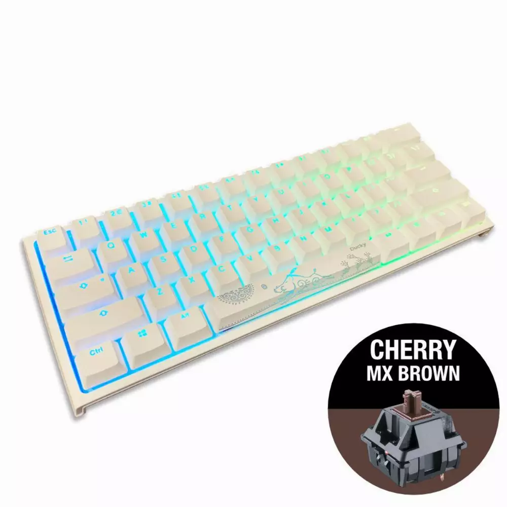 Геймърскa механична клавиатура Ducky One 2 Mini V2 White RGB, Cherry MX Brown