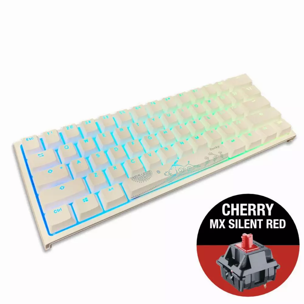Геймърскa механична клавиатура Ducky One 2 Mini V2 White RGB Cherry MX Silent Red