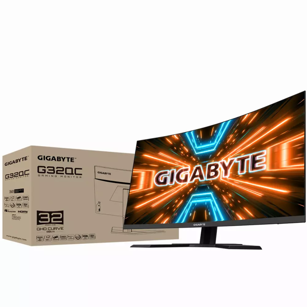 Монитор Gigabyte 31.5" G32QC Curved 1500R, VA, WQHD 2560x1440, 165Hz, 1ms, HDR, AMD FreeSync/G-SYNC Compatible