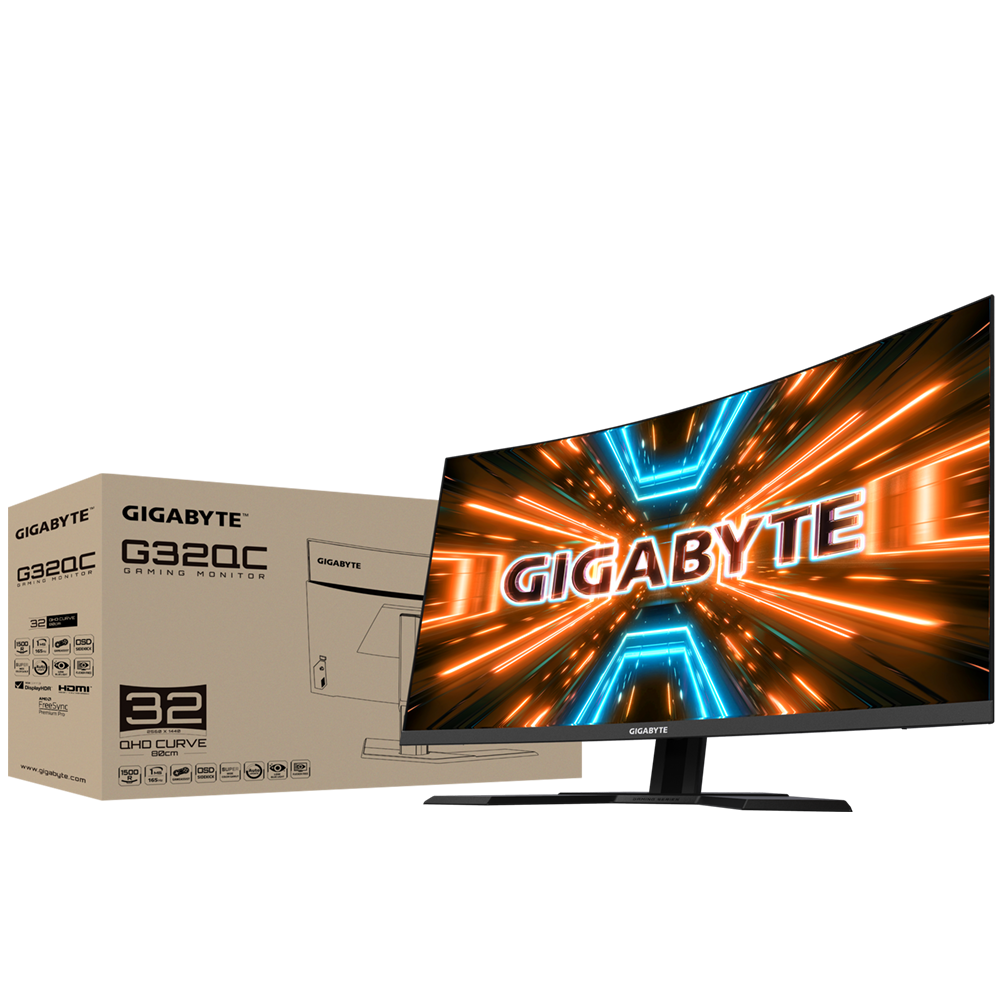 Монитор Gigabyte 31.5" G32QC Curved 1500R, VA, WQHD 2560x1440, 165Hz, 1ms, HDR, AMD FreeSync/G-SYNC Compatible