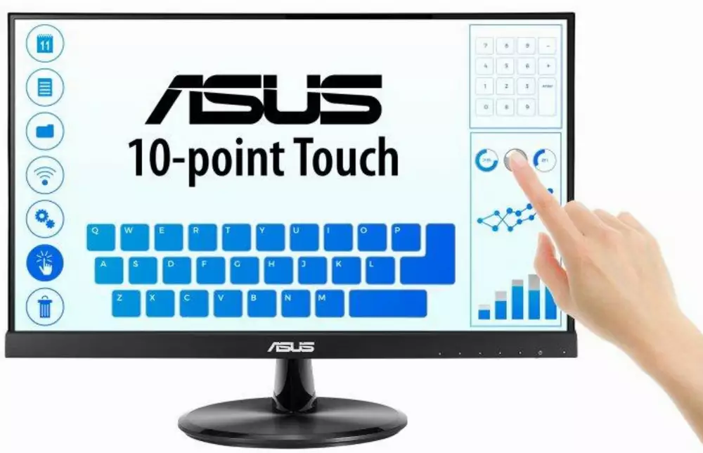 Тъч монитор ASUS VT229H 21.5" FHD (1920x1080), IPS, 60Hz, 5ms, 178&deg; Frameless, HDMI - 90LM0490-B01170