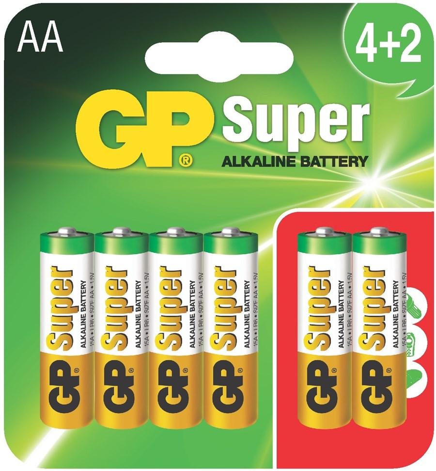 Алкална батерия GP LR6 AA / 4+2 бр. в опаковка 1.5V