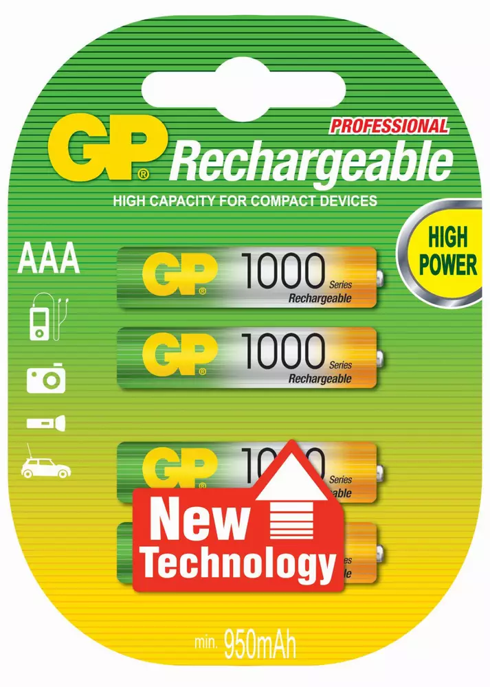 Акумулаторна Батерия GP R03 AAA 1000mAh NiMH 3+1 бр. в опаковка GP