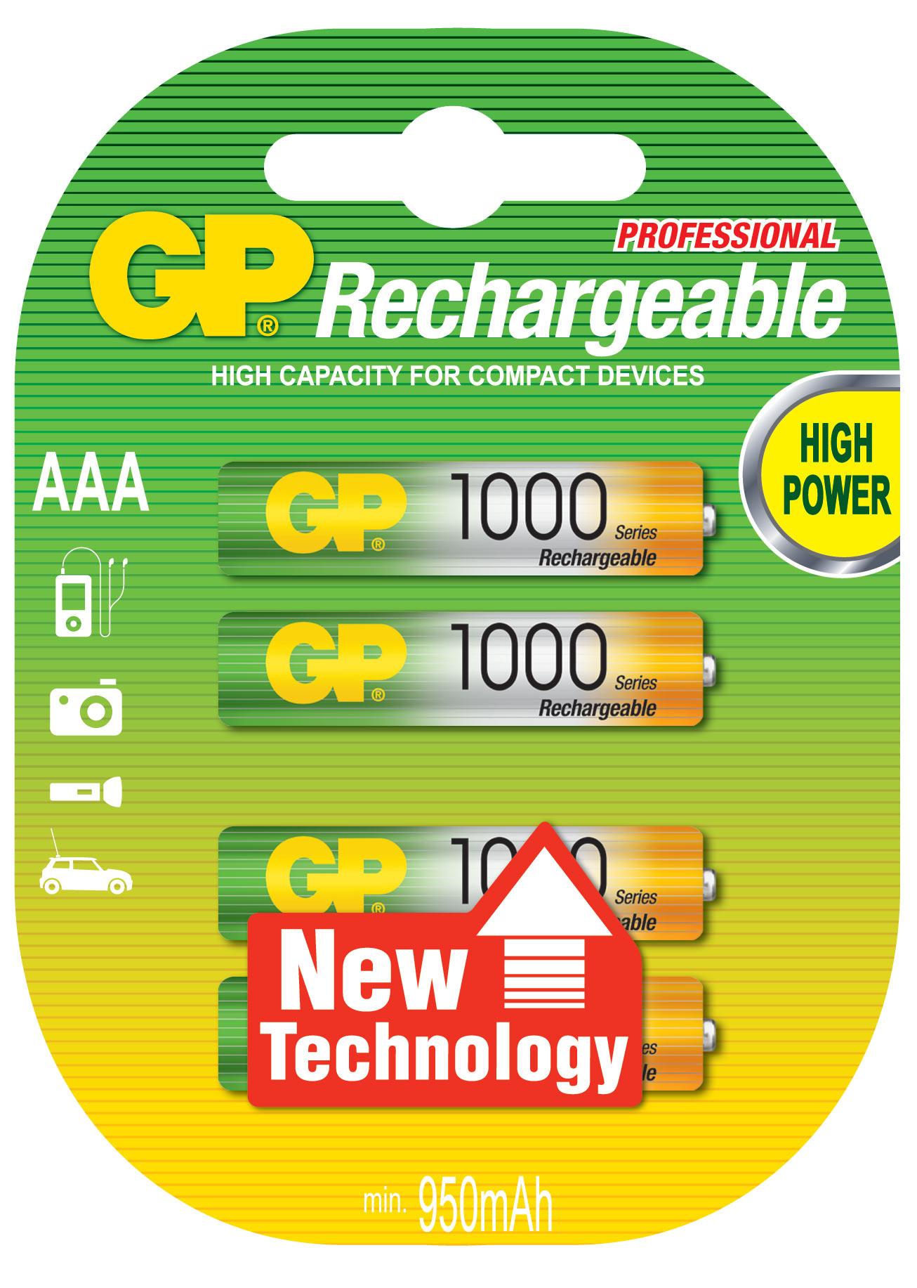 Акумулаторна Батерия GP R03 AAA 1000mAh NiMH 3+1 бр. в опаковка GP