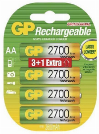 Акумулаторна Батерия GP  R6 AA 2700mAh NiMH 4 бр. 270AAHC-UC-3+1 GP