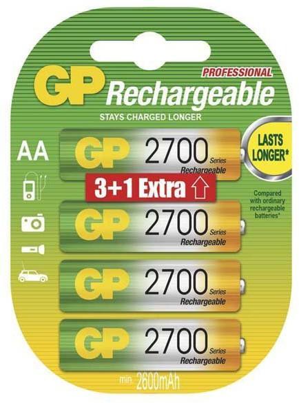 Акумулаторна Батерия GP  R6 AA 2700mAh NiMH 4 бр. 270AAHC-UC-3+1 GP