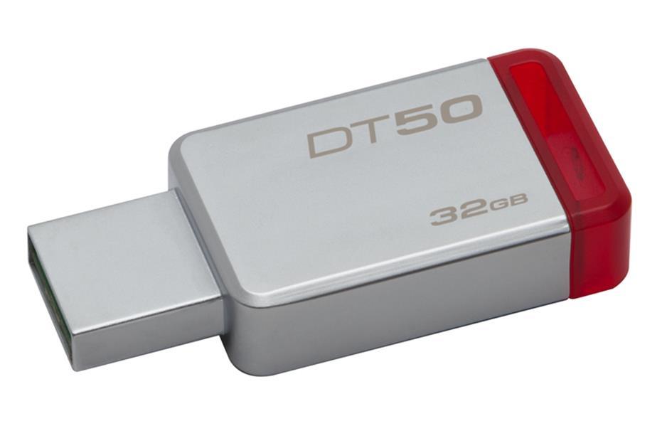 USB памет KINGSTON DataTraveler DT50 32GB, USB 3.0, Сребрист/Червен