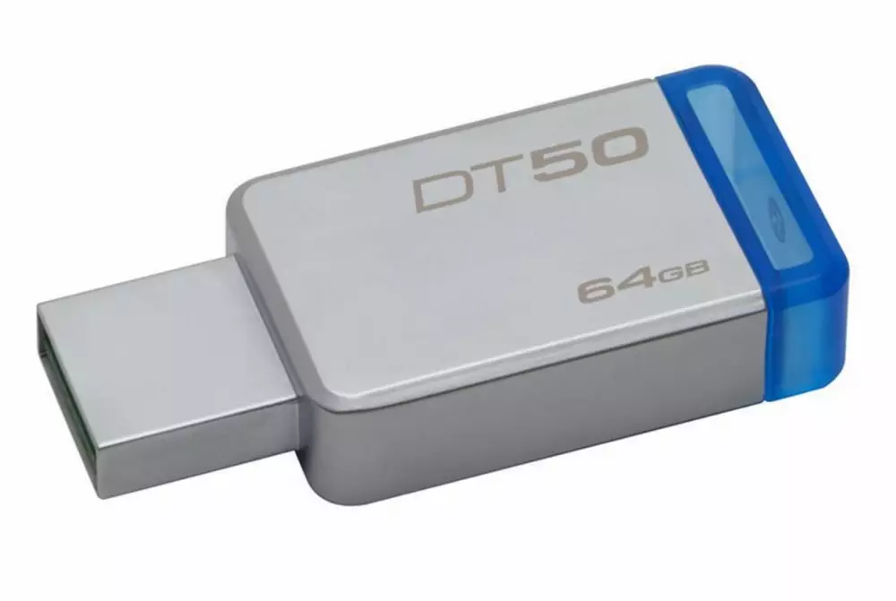 USB памет KINGSTON DataTraveler DT50 64GB, USB 3.0, Сребрист/Син