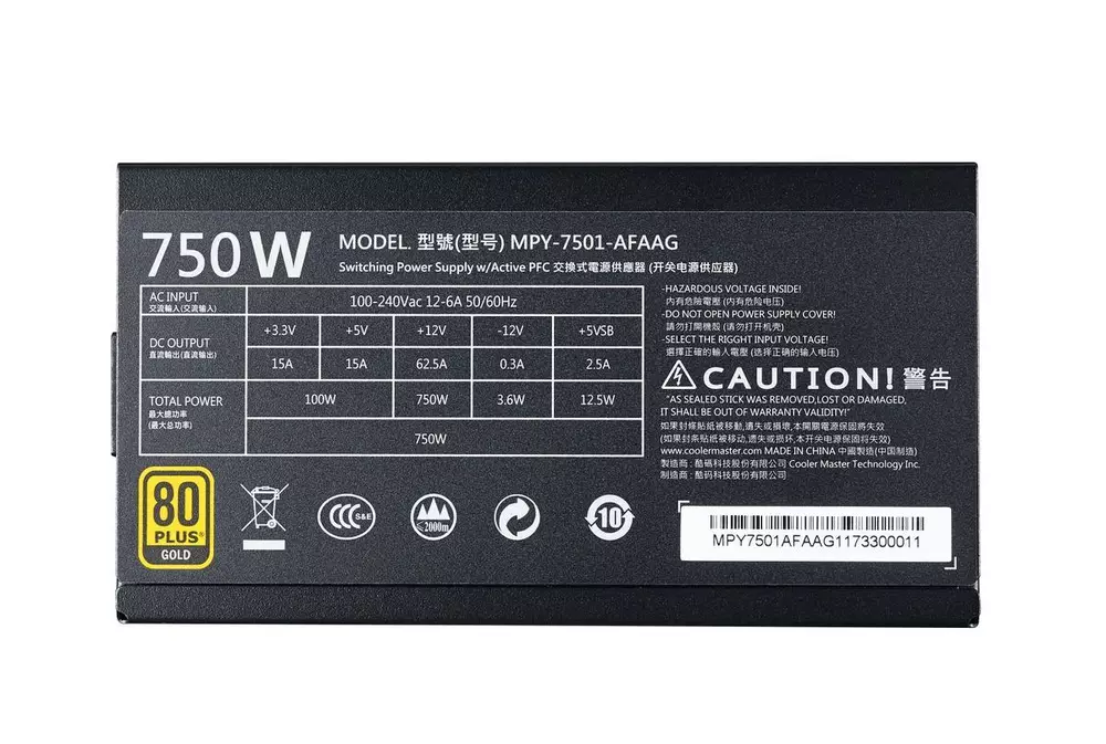 Захранване Cooler Master MWE 750W 80+ Gold