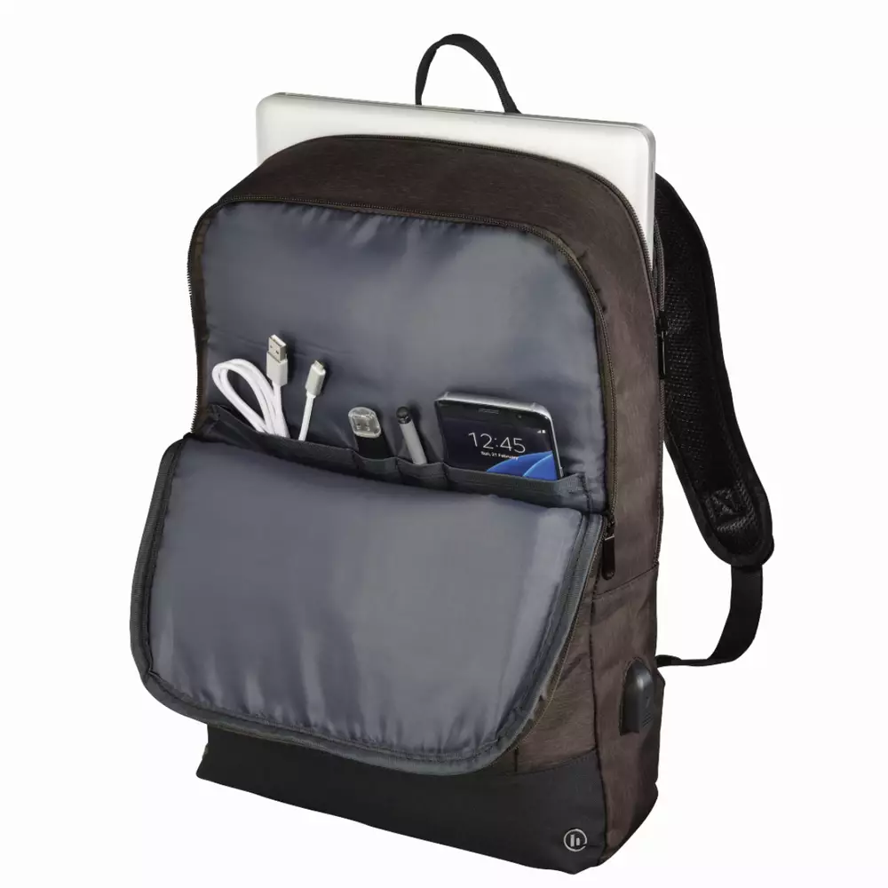 Раница за лаптоп HAMA Manchester, до 40 см, 15.6", с изведен USB порт, кафява