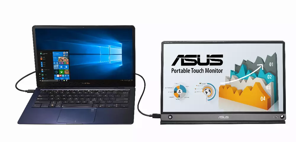 Монитор Тъч ASUS ZenScreen Touch MB16AMT, 15.6" FHD (1920x1080) IPS, USB Type-C, Micro HDMI, Battery