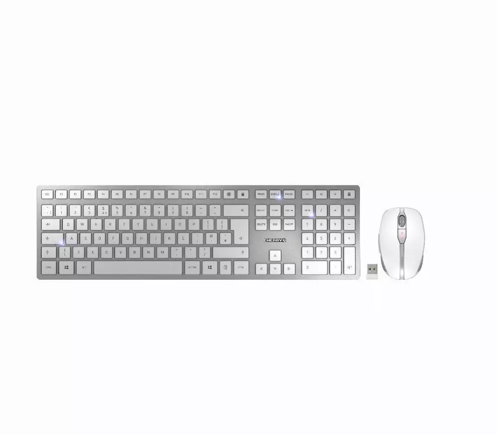 Σύνολο πληκτρολόγιο με ποντίκι CHERRY DW9000 SLIM Λευκό / Ασημί