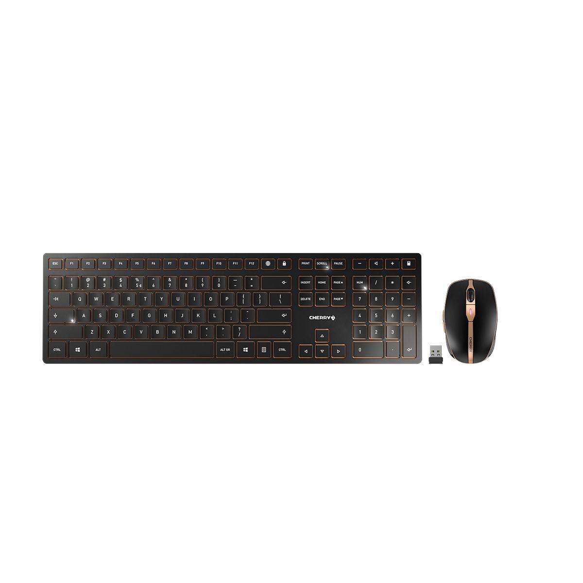 Kомплект безжична клавиатура с мишка CHERRY DW9000 SLIM Черен/Бронз