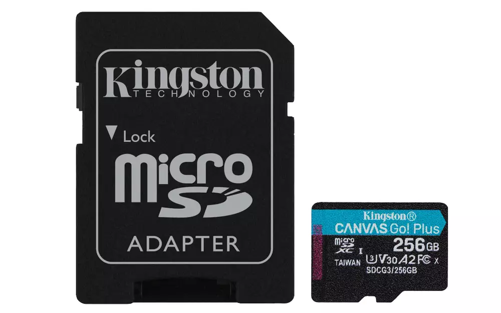 Карта памет Kingston Canvas Go! Plus, 256GB, UHS-I, Class 10, U3, V30, A2, Адаптер