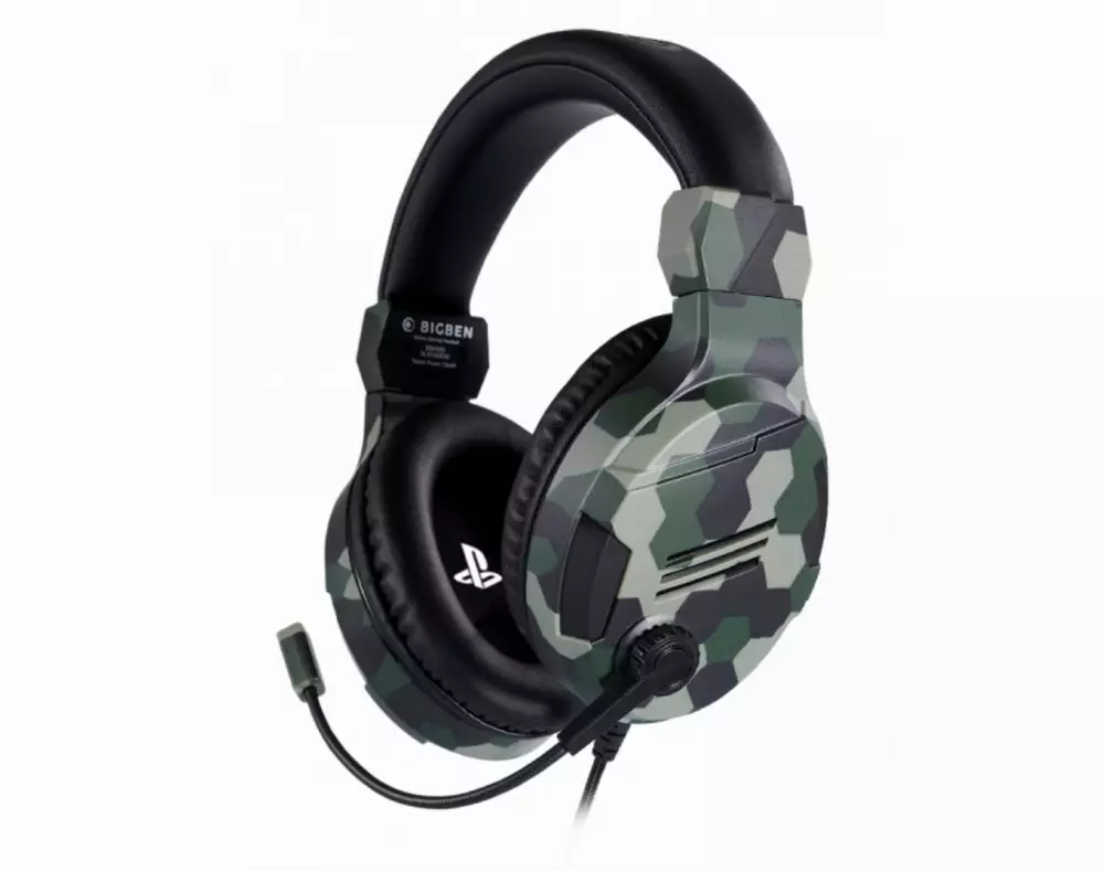 Геймърски слушалки Nacon Bigben PS4 Official Headset V3 Camo Green, Микрофон, Зелен