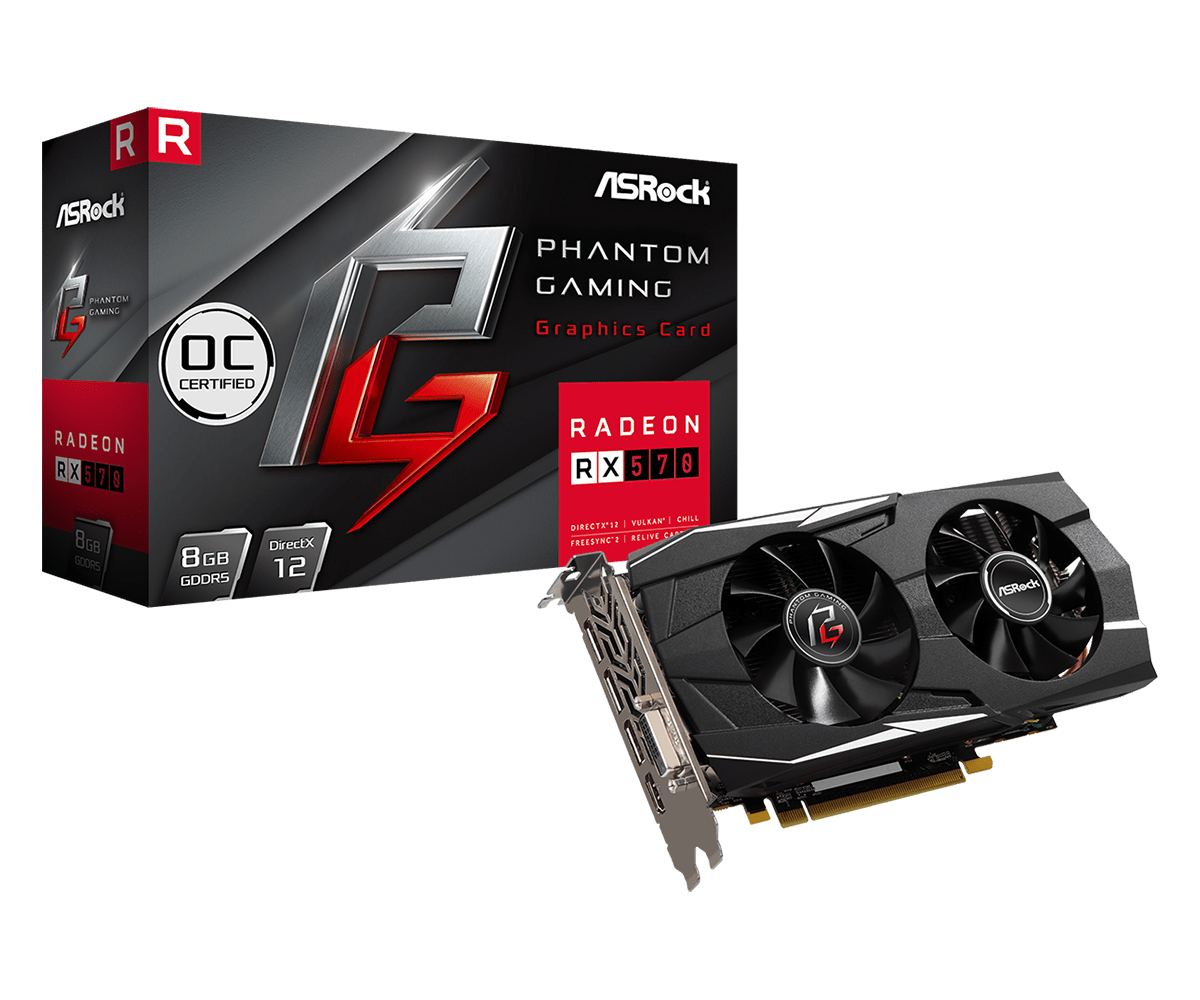 Видео карта ASROCK Phantom Gaming D RX 570 OC 8GB