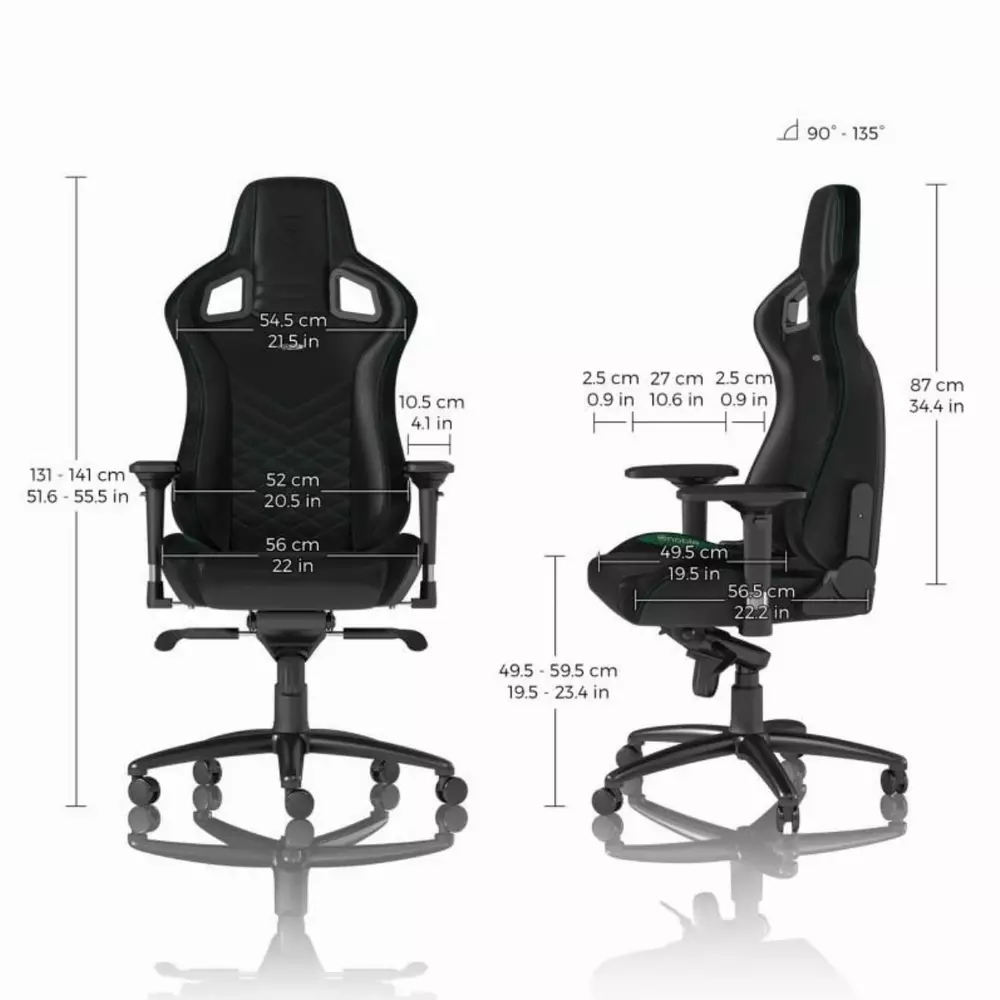 Геймърски стол noblechairs EPIC, Black/Green