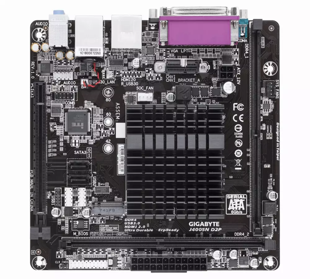 Дънна платка GIGABYTE J4005N D2P, Intel Dual-Core Celeron J4005 SoC