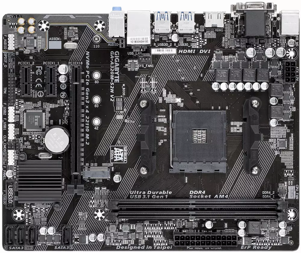 Дънна платка GIGABYTE A320M-S2H V2 