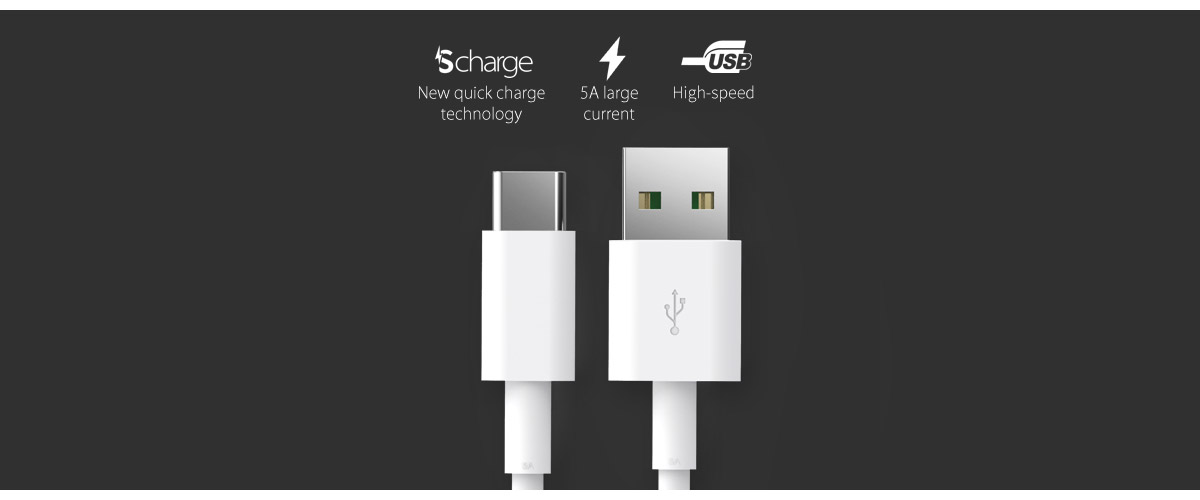 Orico кабел Cable - USB2.0 Type A to Type-C - 5A Fast Charging, white, 1m - ATC-10