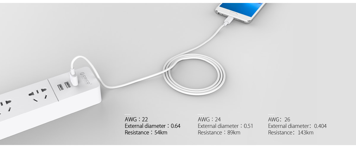 Orico кабел Cable - USB2.0 Type A to Type-C - 5A Fast Charging, white, 1m - ATC-10