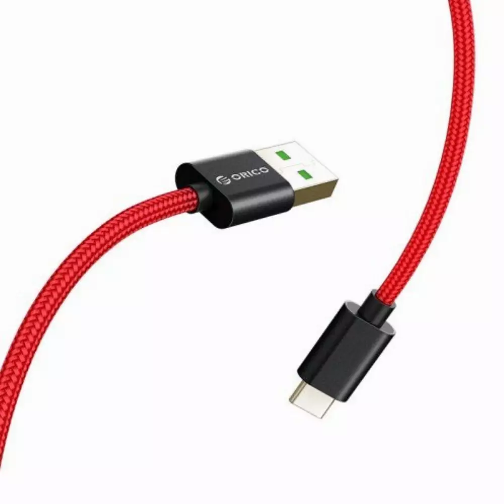 Orico кабел Cable - USB2.0 Type A to Type-C - 5A Fast Charging, Kevlar Braided, 1m - KAC-10-RD