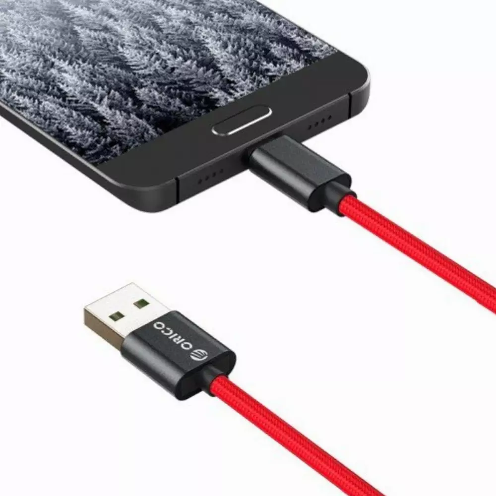 Orico кабел Cable - USB2.0 Type A to Type-C - 5A Fast Charging, Kevlar Braided, 1m - KAC-10-RD