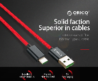 Orico кабел Cable - USB2.0 Type A to Type-C - 5A Fast Charging, Kevlar Braided, 1m - KAC-10-RD