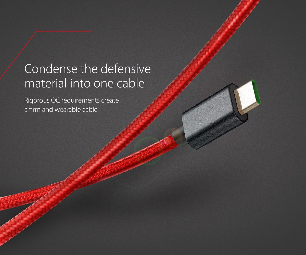 Orico кабел Cable - USB2.0 Type A to Type-C - 5A Fast Charging, Kevlar Braided, 1m - KAC-10-RD