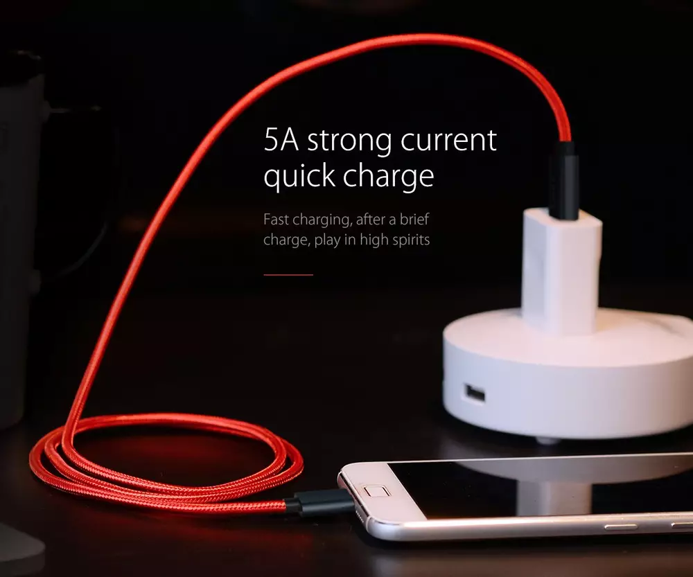 Orico кабел Cable - USB2.0 Type A to Type-C - 5A Fast Charging, Kevlar Braided, 1m - KAC-10-RD