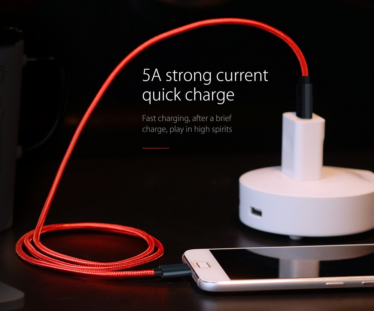 Orico кабел Cable - USB2.0 Type A to Type-C - 5A Fast Charging, Kevlar Braided, 1m - KAC-10-RD