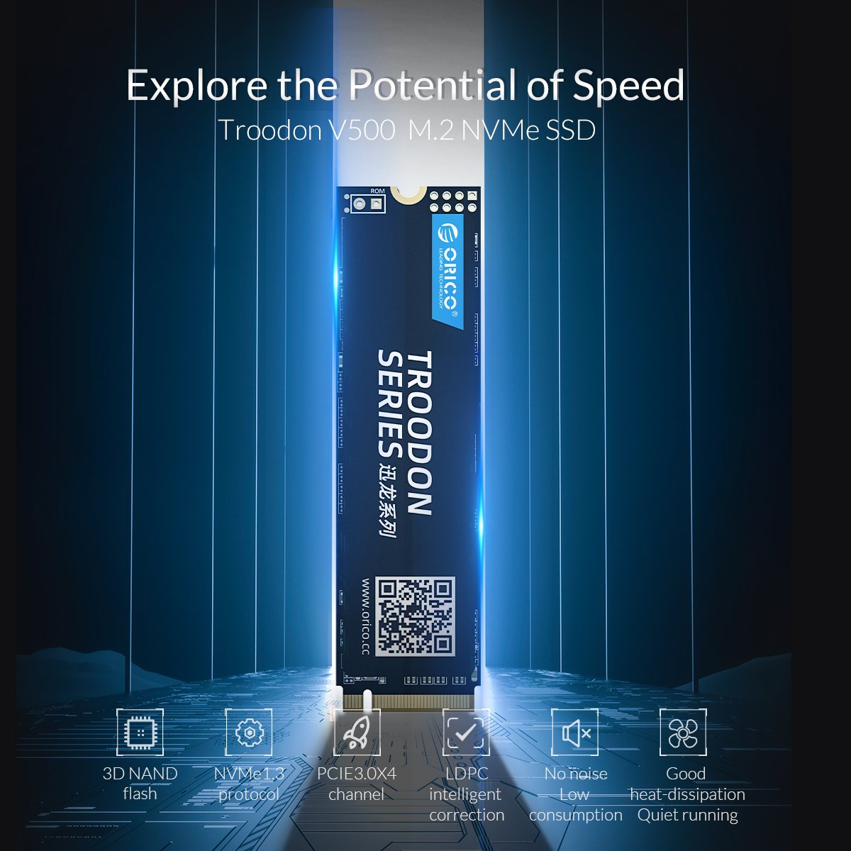 Диск SSD Orico V500 512GB M.2 PCIe NVMe 3.0 x4 3D NAND
