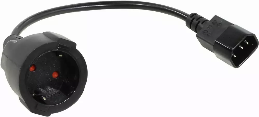 VCom câble d'alimentation Cable Power Ext IEC 320 C14 / SCHUKO F 0.2m 16A Noir - CE002-CU1.5mm-0.2m