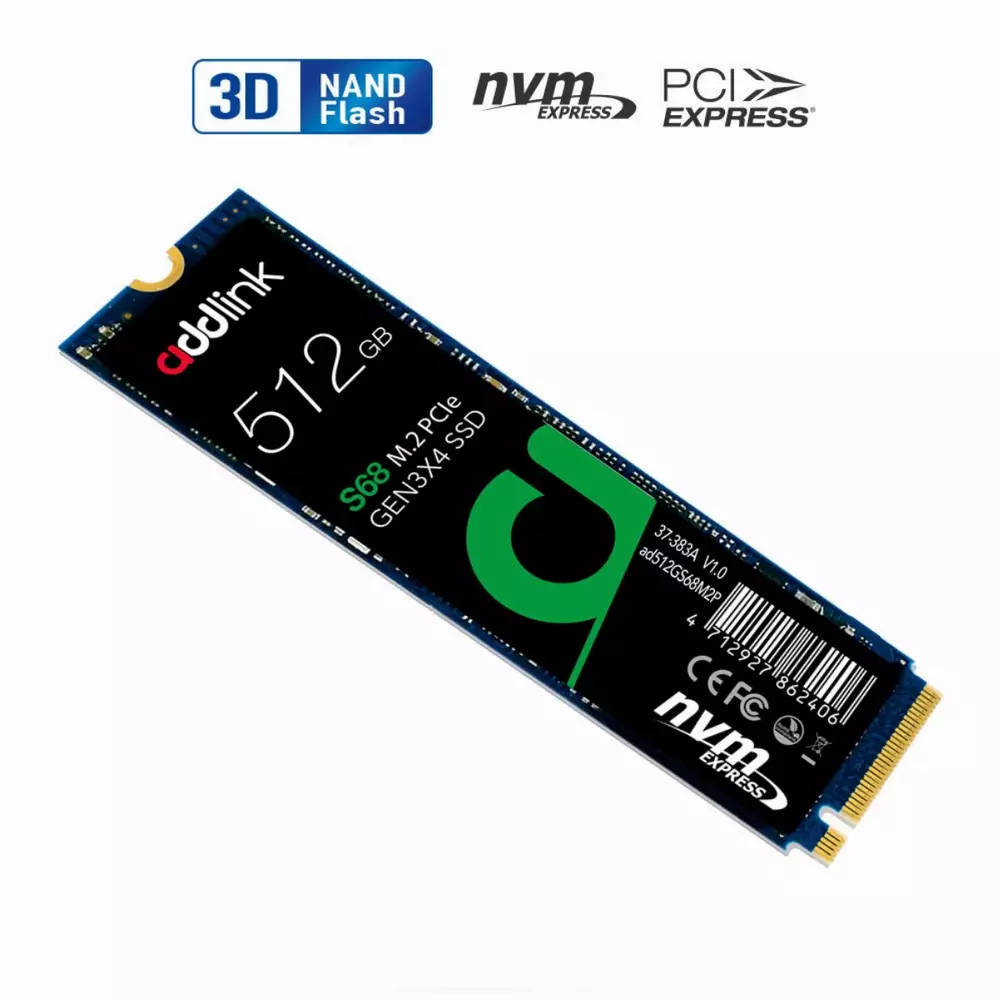 Диск SSD Addlink S68 512GB M.2 PCIe NVMe 3.0 x4 3D NAND