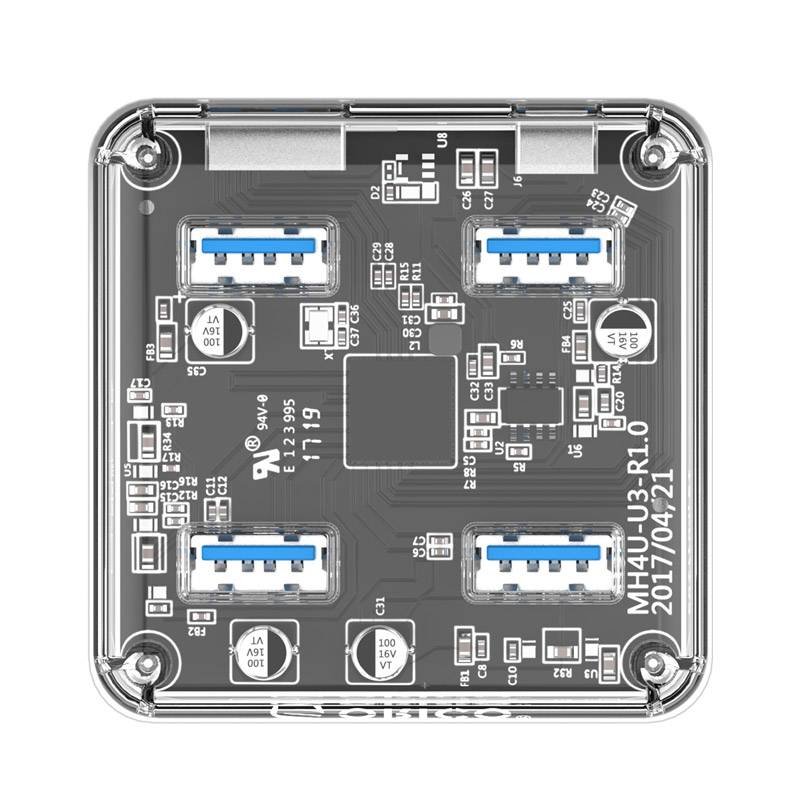 Orico хъб USB3.0 HUB 4 port transparent - MH4U-U3-03-CR
