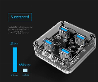 Orico хъб USB3.0 HUB 4 port transparent - MH4U-U3-03-CR