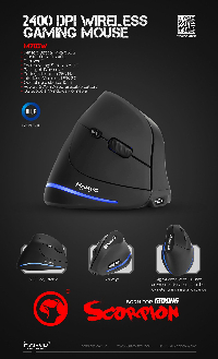 Вертикална безжична геймърска мишка Marvo M703W