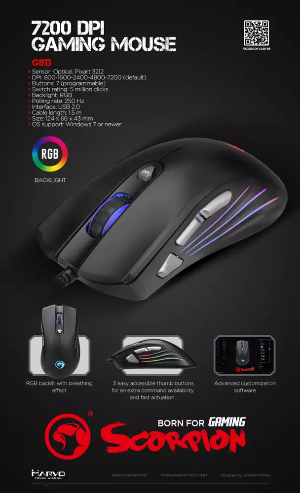 Геймърска мишка Marvo G813 RGB
