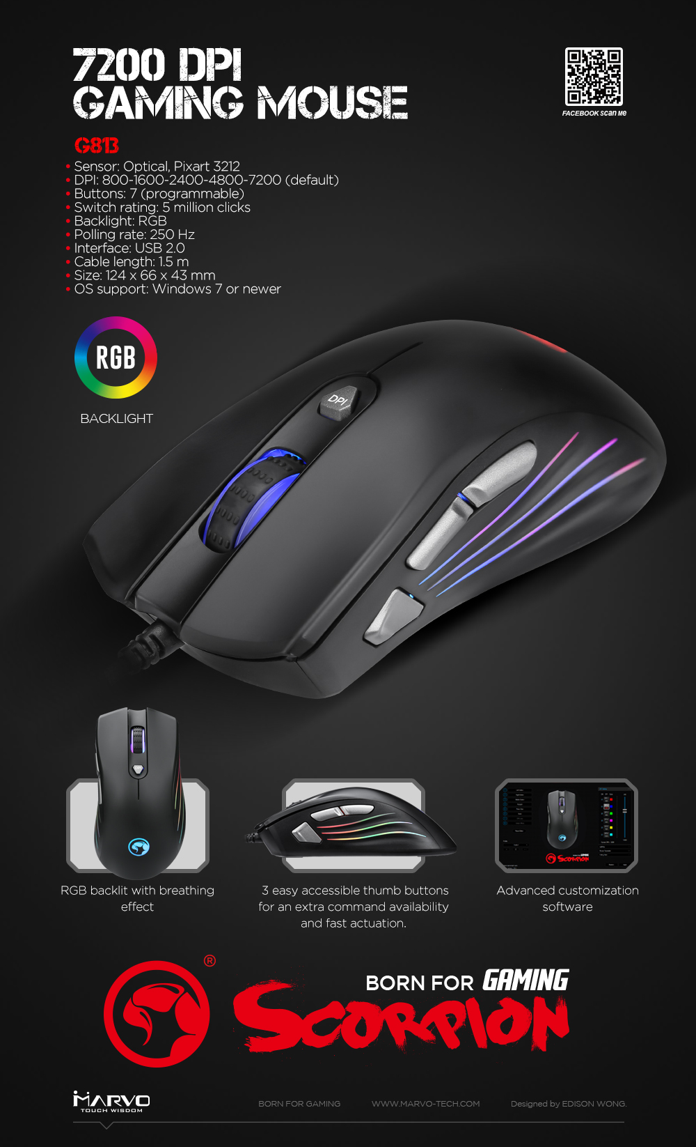Геймърска мишка Marvo G813 RGB